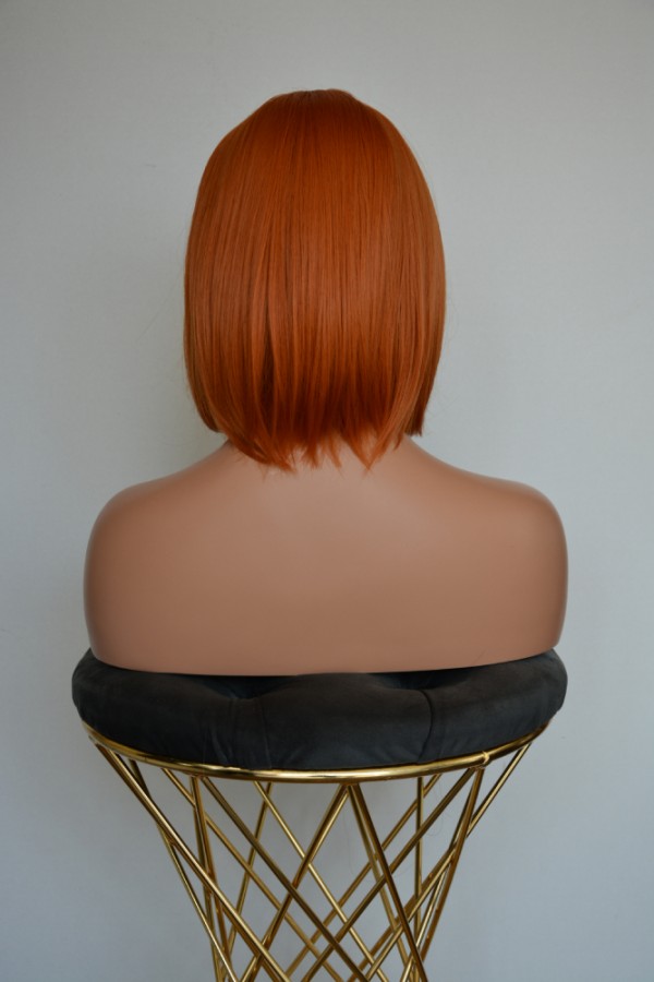 Kısa Küt Bakır Fiber Sentetik Peruk